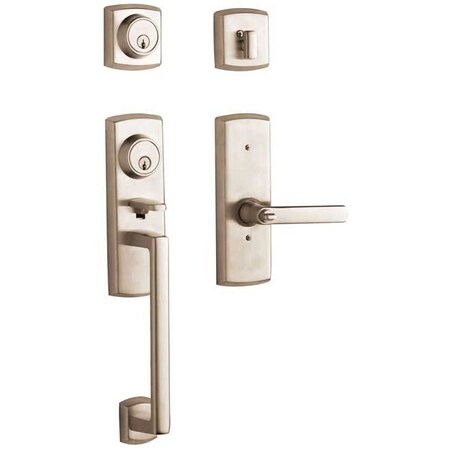 Baldwin Double Cylinder Entry Handlesets Lifetime Satin Nickel 85385.056.2DCL